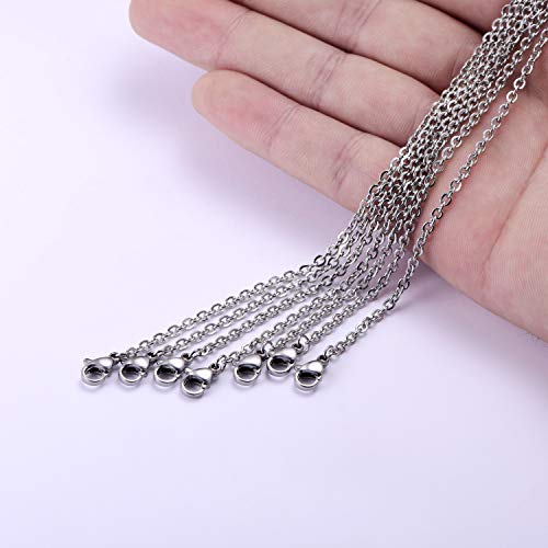 30 Pack 20 Inch Necklace Chain Stainless Steel Link Cable Chain Necklace with Lobster Clasps for DIY Jewelry Making - size: 20 Inches
