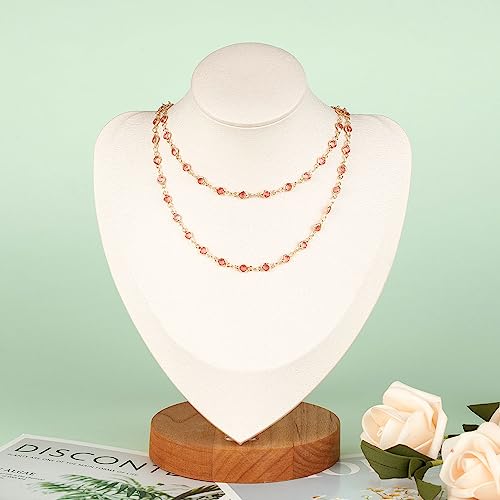 KYUNHOO 16.4 Feet Gold Plated Brass Chain for Jewelry Making with Lobster Clasps and Jump Rings Rosy Rhinestone Beads Chain for Bracelet Necklace Making DIY Jewelry Craft Gift Idea Supplies - color: Rosy Bead-Gold