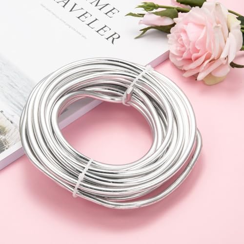 3 Gauge Silver Color Round Aluminum Wire 6mm Bendable Metal Craft Wire for Jewelry Making Craft Beading Wrapping