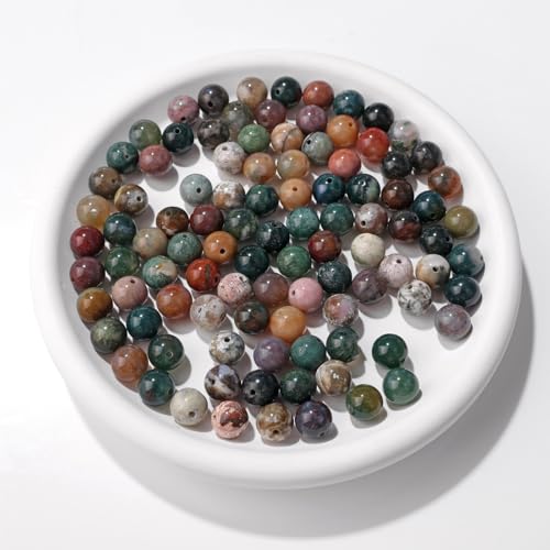 Raicegs 100pcs 8mm India Agate Beads Natural Gemstone Beads Round Loose Beads for Jewelry Making DIY Bracelets Necklace - color: India Agate, size: 8mm Round