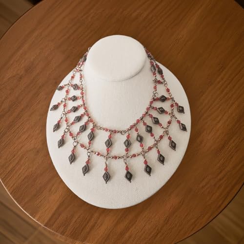 Oirlv Necklace Holder Bust Velvet Jewelry Display Necklace Display for Vendors Display Pendant Display Stand White - color: White Linen