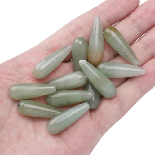 BEADIA Natural Green Aventurine Teardrop Stone Beads 10x30mm 12pcs Dangle Earring Charm for DIY Jewelry Making - color: Green Aventurine