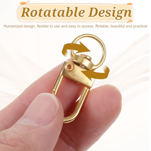 Thinp 20 Pcs Gold Metal Lobster Claw Clasps, Swivel Snap Hooks with Key Rings Keychain Hooks for Lanyards Bags Purses Jewelry Making DIY Crafts Keychain Connector Accessories (Gold)