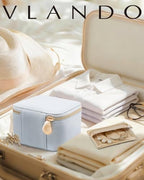 VLANDO Travel Jewelry Case,Travel Jewelry Organize with 6 Velvet Jewelry Zipper Pockets,Premium Petal Hardware Jewelry Case for Birthday Wedding Graduation Gifts-Baby Blue - color: 6PCS-Baby Blue