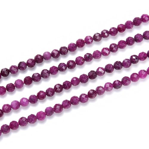 Adabele 15 Inch Natural Red Ruby Healing Gemstone 3mm (0.12 Inch) Tiny Small Faceted Round Loose Beads Stone Spacer (105-115pcs) for Craft Jewelry Making GK3-18 - color: Red Ruby, size: 3mm (0.12") - 15 inch/1 strand