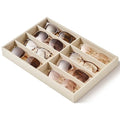 pickpiff Drawer Sunglass Organizer & Display Tray: 1 Pcs 8 Grids Velvet Scratch-Free Eyeglasses Case (13.8x9.4x1.6inch) - Soft Beige Glasses Storage Holder Box for Men & Women - size: 8 grids