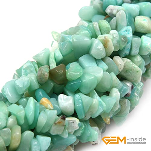 GEM-Inside Crystal Stone Chips for Jewelry Making Genius Gemstone Freeform Loose Beads with Hole for Bracelet Necklace Making Adults 34" (Amazonite, 7-8mm) - color: Amazonite