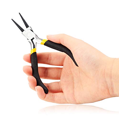 SPEEDWOX Mini Round Nose Pliers Wire Looping Pliers Micro Round Plier for Jewelry Making 5 Inches Smooth Tapered Jaw for Bending Shaping Wires Professional Beading Hobby Work Craft DIY Supplies - size: Round Nose Pliers