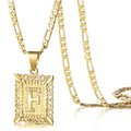 KissYan Initial Letter Pendant Necklace for Men Women, 14K Gold Plated Square Capital Monogram Necklace Alphabets from A-Z Figaro Chain Jewelry - color: 1-Gold, style: F