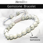 ANAYA AGATE Energy Protection Crystal Handmade Adjustable Bead Bracelet Perfect for Men, Women’s Christmas Gift - Gemstone Healing Stretch Bracelet Pulsera Para Hombre Mujer Stocking Stuffer - color: Howlite