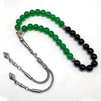 Simple Designed Natural Stone Worry Beads (8mm -33 Beads) - Prayer Beads Tesbih-Tasbih-Tasbeeh-Misbaha-Subha-Sebha-Sibha-Rosary (Green Jade Stone Tesbih -8 mm, 33 Beads-) - color: Green Jade Stone Tesbih -8 mm, 33 Beads-