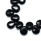 Craftdady 30pcs Teardrop Natural Black Stone Beads Top Drilled Energy Healing Gemstone Loose Beads Polished Chakra Stone Loose Beads 12x9-10mm for DIY Jewelry Crafts - color: Black Stone
