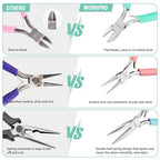 WORKPRO Jewelry Pliers Set, 3 Pack Jewelry Making Tool Kit Includes Mini Needle Nose Plier/Chain Nose Plier, Round Nose Plier and Wire Cutter for Jewelry Repair, DIY Crafts, Jewelry Making Supplies - color: Light Blue, Light Green, Pink