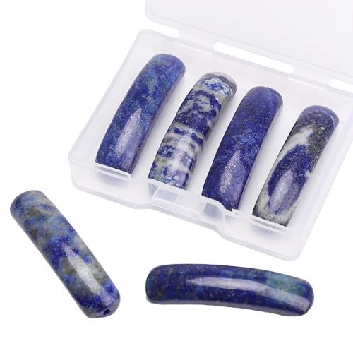 BEADIA Natural Curved Lapis Lazuli Stone Beads 36x10mm 4pcs for DIY Bracelet Jewelry Making - color: Lapis Lazuli