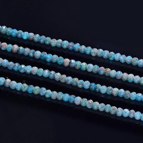Adabele 15 Inch Natural Blue Apatite Healing Gemstone 4mm x 3mm Tiny Small Faceted Round Rondelle Loose Beads Stone Spacer (125-135pcs) for Craft Jewelry Making GK-B8 - color: Blue Apatite, size: 4mm x 3mm - 15 inch/1 strand