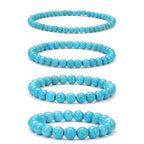 Vinswet 4pcs Beaded Bracelets for Women,Natural Healing Crystal Gemstones Bracelet,Anxiety Stress Relief Bracelet Handmade purple Jewelry Gifts for Women - color: Green Turquoise