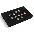 Tinsow Black Stackable 7 Slots Jewelry Rings Earrings Tray Velvet Showcase Display Organizer (Black) - color: Black