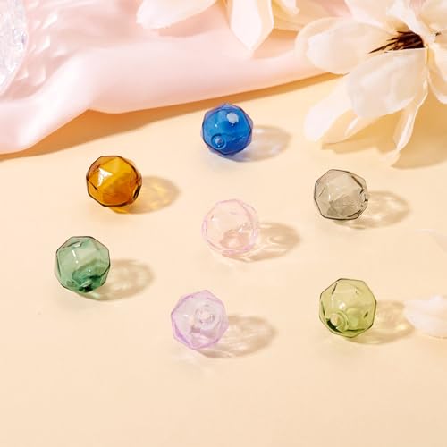 FASHEWELRY 7Pcs Transparent Round Hollow Glass Beads 13mm Crystal Glass Globe Fishing Beads 7 Colors Empty Wish Ball Bead for Wind Chimes Craft Necklace Jewelry Making - color: 7 Colors Round