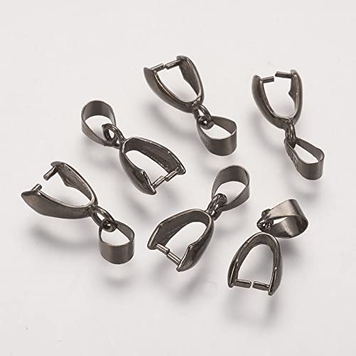 Fashewelry 200pcs Brass Pendant Pinch Bails Gunmetal 8x5mm Inner Diameter Dangle Charm Clasp Clip for Top Drilled Bead Necklace Earring Jewelry Making Pin:0.9MM - color: Gunmetal