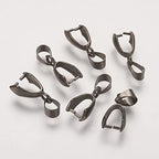 Fashewelry 200pcs Brass Pendant Pinch Bails Gunmetal 8x5mm Inner Diameter Dangle Charm Clasp Clip for Top Drilled Bead Necklace Earring Jewelry Making Pin:0.9MM - color: Gunmetal