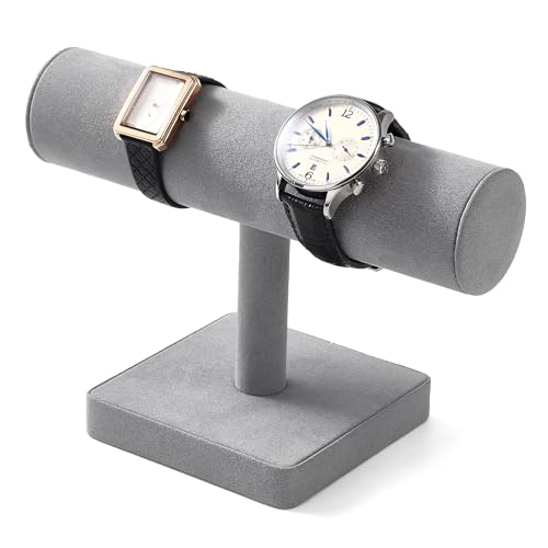 Oirlv Microfiber T-bar Bracelet Watch Organizer Display Stand Professional Jewelry Bracelet Display for Selling (Light Grey,Microfiber) - color: Light Grey