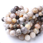 10MM Bamboo Leaf Agate Round Loose Beads Natural Gem Beads Crystal Energy Stone Beads for Jewelry Making DIY Bracelet Necklace - color: Bamboo Leaf Agate, size: 10MM