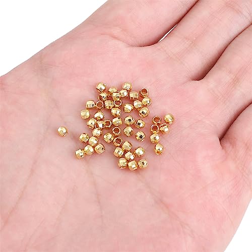 BEADIA 14K Gold Plated Laser Round Spacer Beads 3x3mm 50pcs for Jewelry Making Findings Non Tarnish - color: 14K Gold, size: 3mm Laser