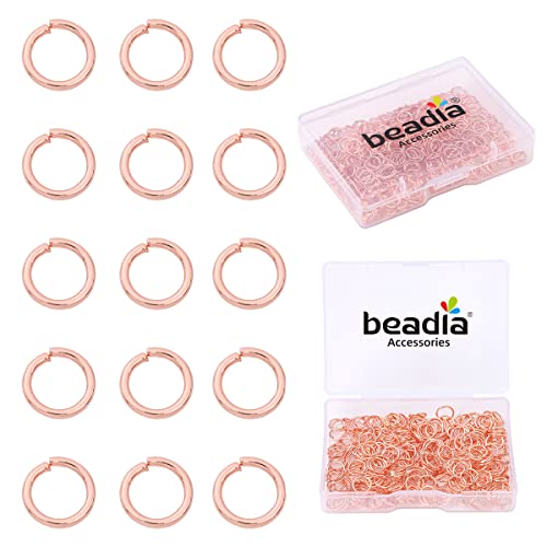 BEADIA Rose Gold Plated Jump Rings Non Tarnish 7mm 300pcs for Jewelry Making Findings - color: Rose Gold, size: 0.7x7mm