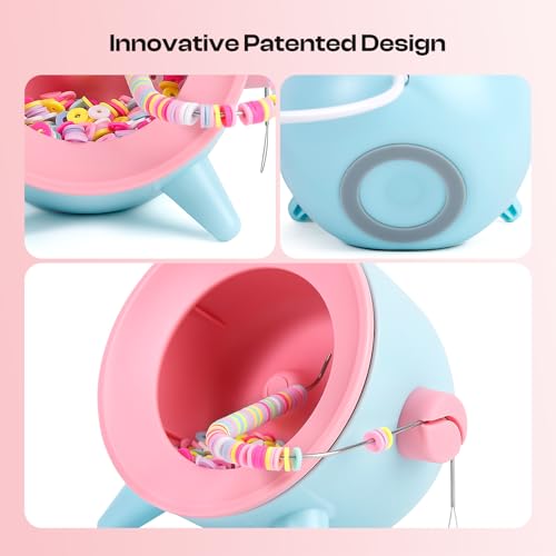 Caydo 2-in-1 Electric Bead Spinner for Jewelry Making, Clay Bead and Seed Bead Spinner, Adjust Speed & Rotation Bracelet Spinners, Necklace Maker with Bead Needles and Thread, Gift for Craft Lovers - size: 1 Pack Blue