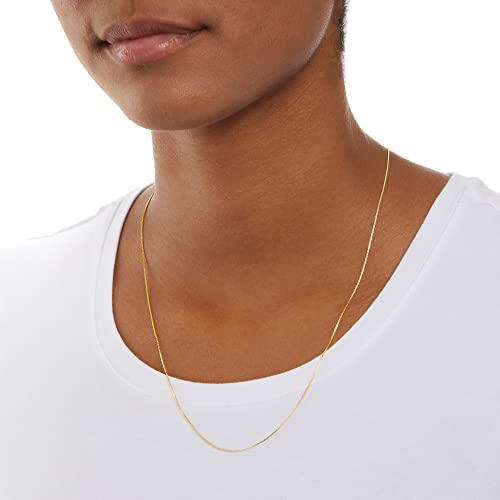 Amazon Essentials Sterling Yellow Gold or Silver Thin 0.8mm Box Chain Necklace - color: Yellow Gold, size: 24"