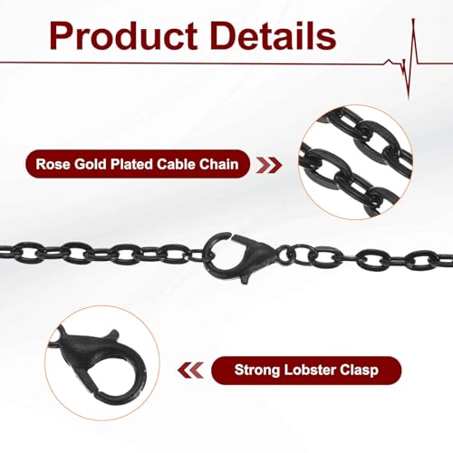 HARFINGTON 20 Pack 18 Inch Necklace Chains Bulk 3.2mm Black Plated Cable Chains with Lobster Clasps for Jewelry Making - color: Black, size: 18 Inch x 3.2mm
