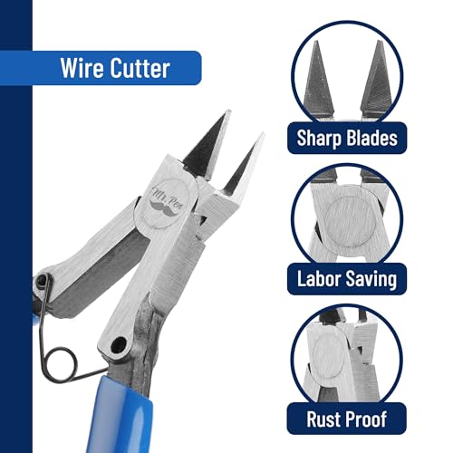 Mr. Pen 5 Inch 5 Pack Wire Cutters - Diagonal, Flush, Side, Nippers, Cutting Pliers - color: Blue, size: 5 inch, 5 Pack