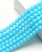 8mm Glass Beads 46PCS Glass Beads for Jewelry Making Charm Round Loose Bead for Bracelet Making Kit (Light Lake Blue Jade) - color: Light Lake Blue Jade