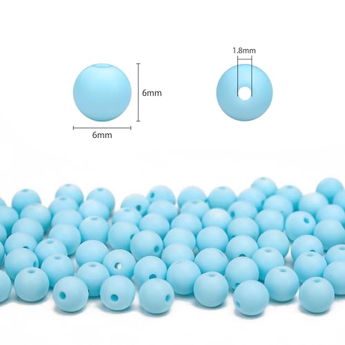 BONNY BOXX 1000PCs 6MM Matte Light Blue Acrylic Round Beads, Frosted Plastic Resin Bubblegum Balls Chunky Gumball Beads for Necklace and Bracelet Making, Crafting Supplies - color: Matte Light Blue, size: 6MM