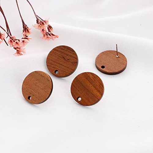 DoreenBeads 30Pcs Natural Wooden Stud Earrings Posts with Loop for Jewelry Making- Round Circle Wood Earring Posts with Ear Backs for Women DIY Earring Making Personalized Jewelry Findings - color: Round Circle