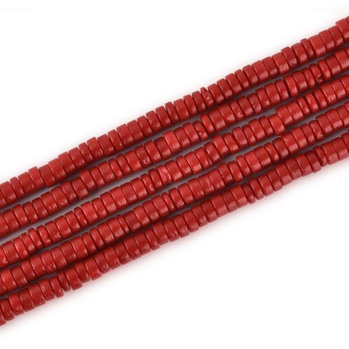 190Pcs 2mm*4mm Red Coral Gemstone Heishi Disc Spacer Bead Semi Precious Loose Beads for Jewelry Making 16inch - color: RedHeishi 2mm*4mm
