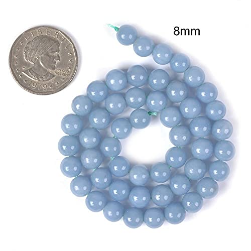 Natural Angelite 8mm Gemstone Round Loose Beads Strand for DIY Bracelet Necklace Jewelry Making Bead - color: Angelite, size: 8mm
