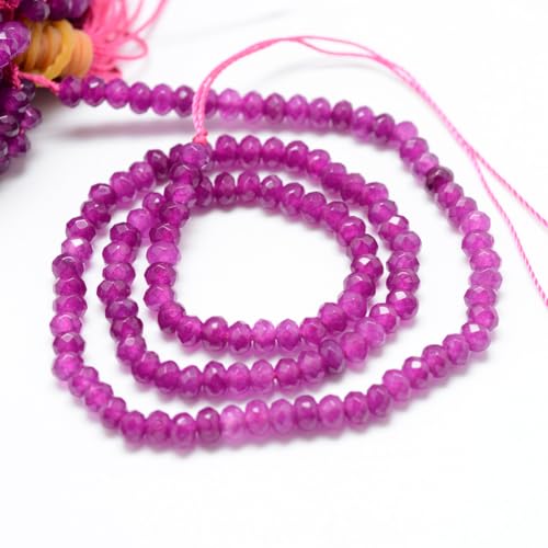 Perlin Agate & Jasper Gemstone Strand Beads 4 mm Rondelle 110 Pieces Jewellery Beads Semi-Precious Stone for Jewellery Necklace Bracelet Earrings (Violet) - color: Purple