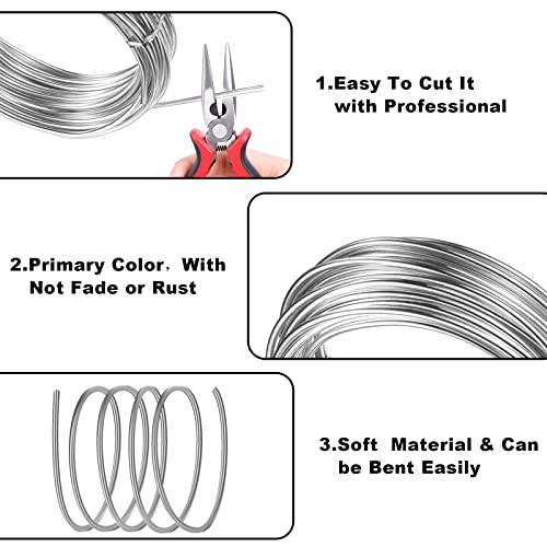 3mm Aluminum Craft Wire, 50 Feet 9 Gauge Bendable Anodized Metal Wire for Sculpting, Jewelry Making, Armature Making, Wire Weaving and Wrapping - size: 3mm, style: Silver