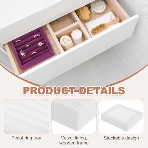 uxcell Stackable Jewelry Storage Tray, Jewelry Tray Drawer Organizer, Small Display Box for Earrings, Necklaces, Rings and Bracelets, White - color: White