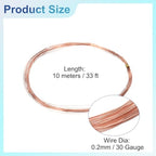 uxcell Pure Copper Wire 99.99% 32 Gauge 0.2mm 10m/33 ft Tarnish Resistant | Soft Craft Copper Wire for Jewelry Making Beading DIY Crafts Supplies,Copper - size: 32 Gauge 0.2mm