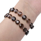 BEADIA Natural Faceted Smoky Quartz Rondelle Disk Stone Beads 10x5mm 37cm for DIY Chain Jewelry Making - color: Smoky Quartz