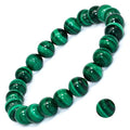 8mm Natural Gemstone Stretch Bracelet, Handmade Unisex Crystal Bracelets for Meditation, Yoga, Spiritual Healing & Positive Energy - color: Malachite