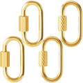 4 Pcs Locking Carabiner Small, Oval Jewelry Carabiner, Silver Carabiner Clasp, Metal Carabiner Necklace for DIY Necklace Bracelets Jewelry Making Hook (Gold, 2 Styles) - color: 4 Pcs-Gold, Style1, Style2
