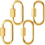 4 Pcs Locking Carabiner Small, Oval Jewelry Carabiner, Silver Carabiner Clasp, Metal Carabiner Necklace for DIY Necklace Bracelets Jewelry Making Hook (Gold, 2 Styles) - color: 4 Pcs-Gold, Style1, Style2