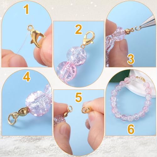 30pcs Lobster Claw Clasps & Jump Rings, 18K Gold Plated Metal Lobster Clasps, Jump Rings Jewelry Finding Kit for Necklace Bracelet Jewelry Making - color: 18K Gold-30pcs