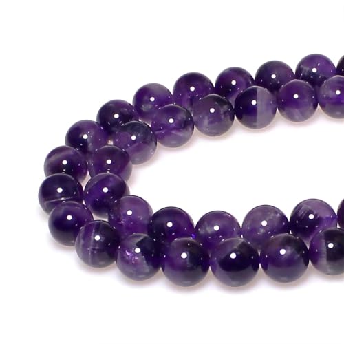 MJDCB Natural Dreamy Amethyst Beads Round Stone Beads DIY Loose Beads for Jewelry Making Beads 15" (8mm) - color: Dreamy Amethyst, size: 8mm