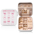 GAOLZIUY Christian Gifts for Women Girls, Pink Bow Travel Jewelry Box, Coquette Preppy Bible God Portable Jewelry Organizer Case, Inspirational Religious Spiritual Catholic Faith Prayer Gifts - color: Christian - 01