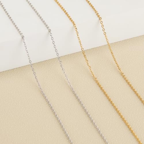 SMYHTGLIF Total 65.6 Feet Gold & Silver Jewelry Making Chains 2 Rolls Stainless Steel Chain for Jewelry Making Thin Oval Cable Chain Craft Chain Bulk - size: 2.6×2mm