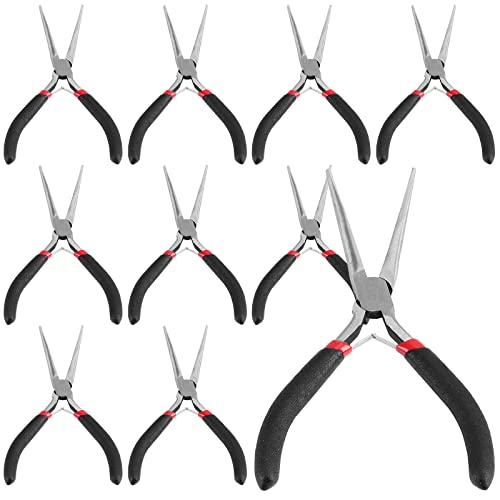 JOIKIT 10 Pack 6 Inch Extra Long Needle Nose Pliers, Mini Precision Needle Nose Pliers Set Repair Tool for Wire Wrapping, DIY Crafts, Electronic Repair